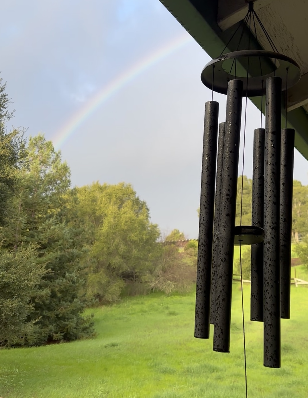 Wind chimes and a rainbow